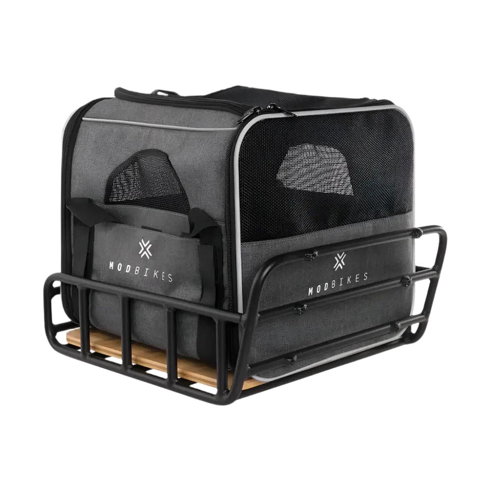 MOD Pawsenger pet carrier bag designed for secure travel, featuring mesh openings and padded base.