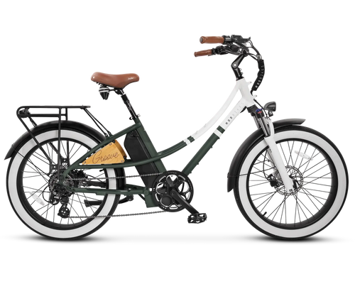 MOD Groove Step-Thru beach cruiser bike with wide tires and classic design, ideal for comfortable rides.