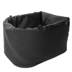 MOD SideCar Booster Seat in black fabric, designed for small dogs to enhance comfort and stability during car rides.