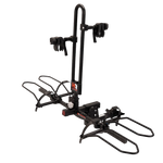 Hollywood RV Rider E-Bike Rack with locking frame grabbers and heavy-duty wheel holders for secure transportation on 2-inch hitches