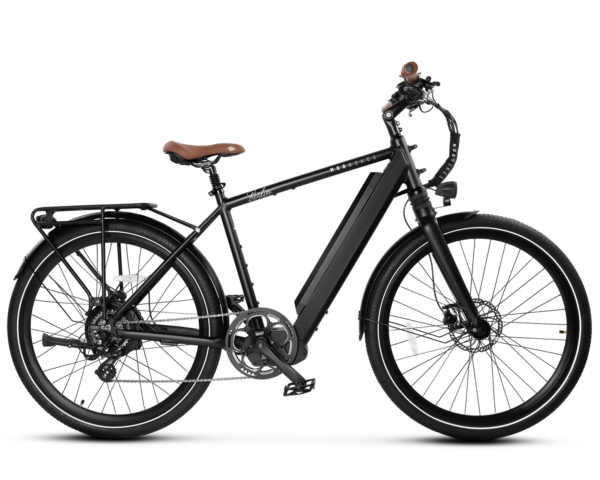 MOD Berlin 3 electric bike with minimalist European design and dual suspension, ideal for commuters seeking performance and style.