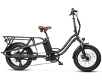 MOD CarGo 3 electric bike with Snap-On rack for transporting passengers or heavy loads, featuring optional dual battery setup.