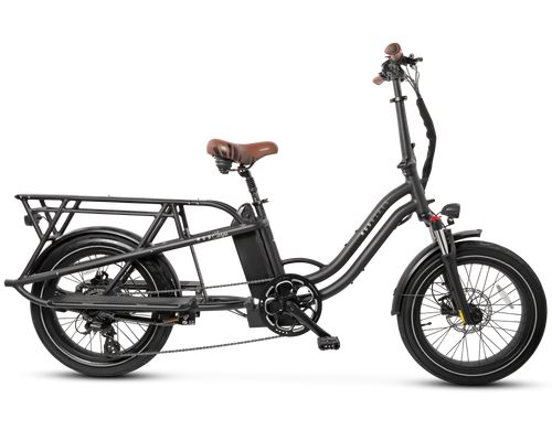 MOD CarGo 3 electric bike with Snap-On rack for transporting passengers or heavy loads, featuring optional dual battery setup.