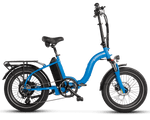 MOD City+ Step-Thru 3 foldable electric bike in Ocean Blue, perfect for adventures and a versatile choice among ebikes.