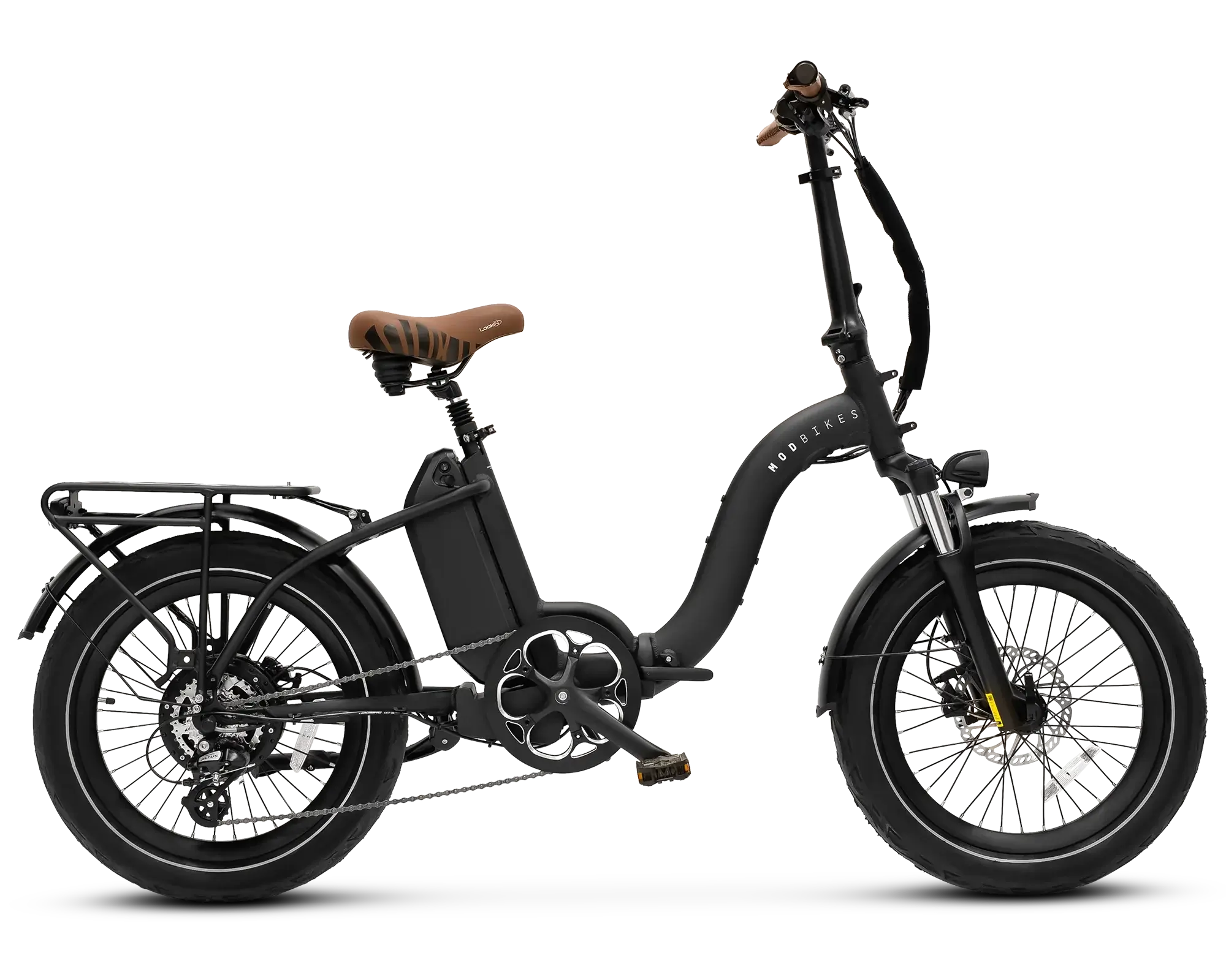 MOD City+ Step-Thru 3 foldable ebike in Charcoal Black with step-thru design, perfect for versatile urban adventures.