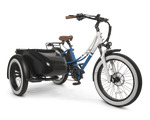 MOD Groove SideCar 3 beach cruiser with a sidecar, featuring a step-through frame and wide tires for easy rides.